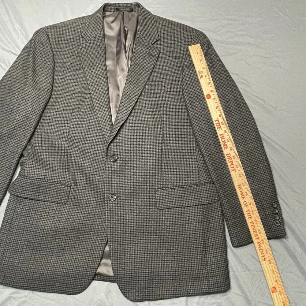 42R Chaps Ralph Lauren Mens Pure Lambswool‎ Gray Houndstooth Sport Coat